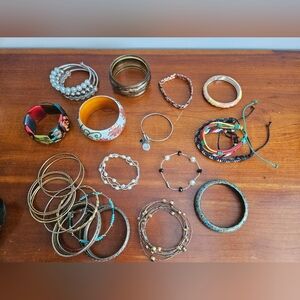 Huge Bundle Of Bangle Bracelets, Costume Jewelry, 36 Pieces